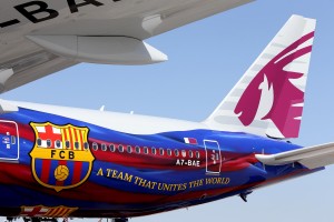 Qatar Airways features FC Barcelona livery on Boeing 777 02