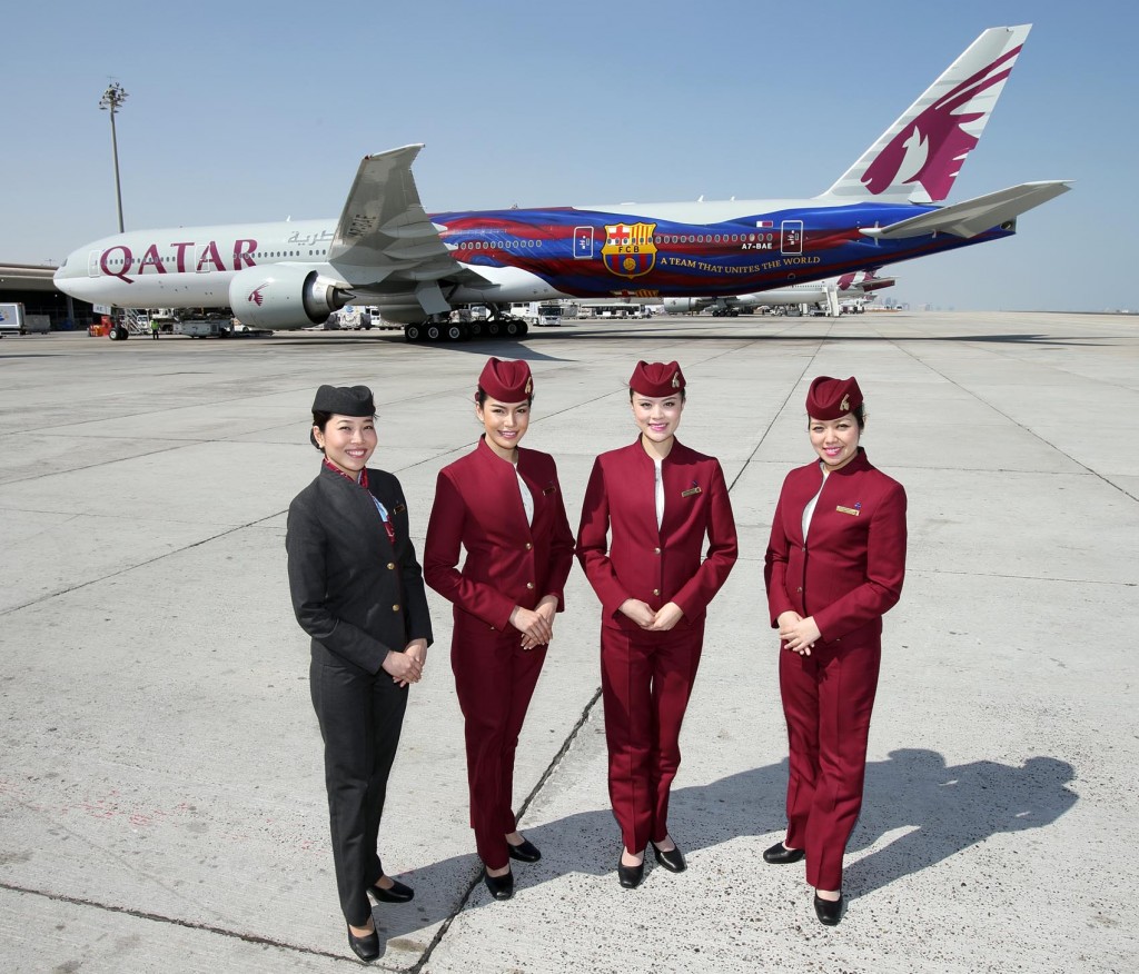 Qatar Airways features FC Barcelona livery on Boeing 777 03