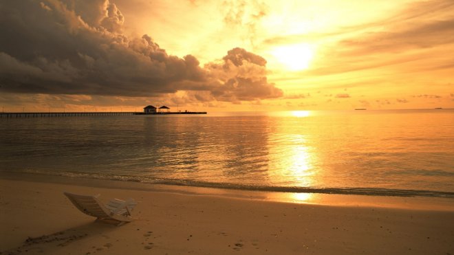 ทะเล-ก้อนหิน -เปลือกหอย พระอาทิตย์สวยๆ