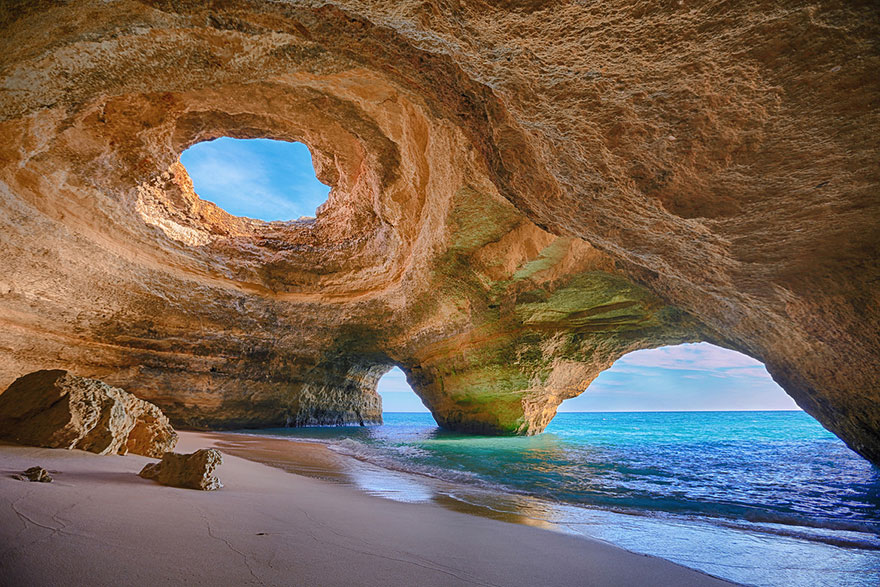 Hidden Lagoa Beach Cave in Algarve, Portugal