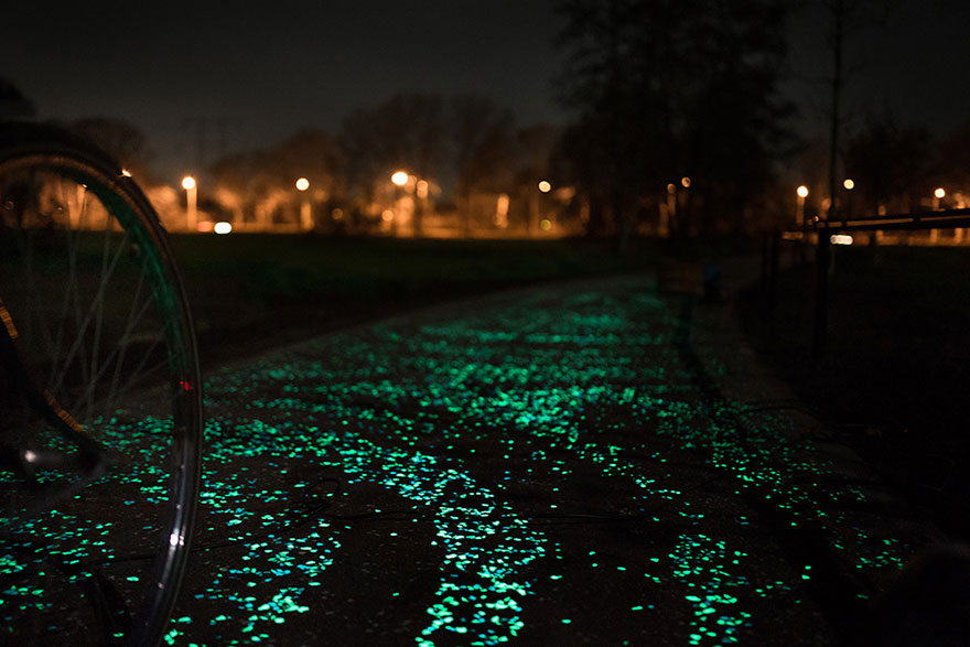glowing bike path