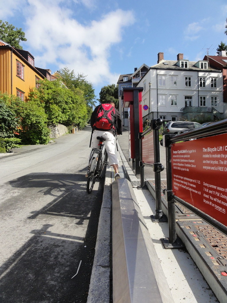 Bicycle lift in Trondheim, Norway