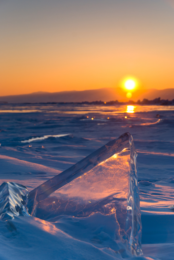 surface of frozen lake
