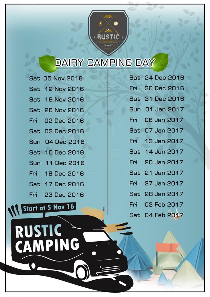 ตารางวันที่จัดกิจกรรม "Rustic Camping"