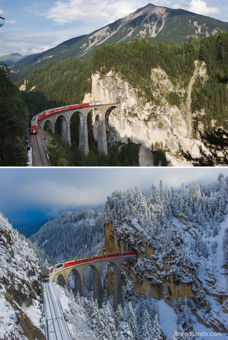 เส้นทางรถไฟ อุโมงค์ Landwasser Viaduct สวิตเซอร์แลนด์
